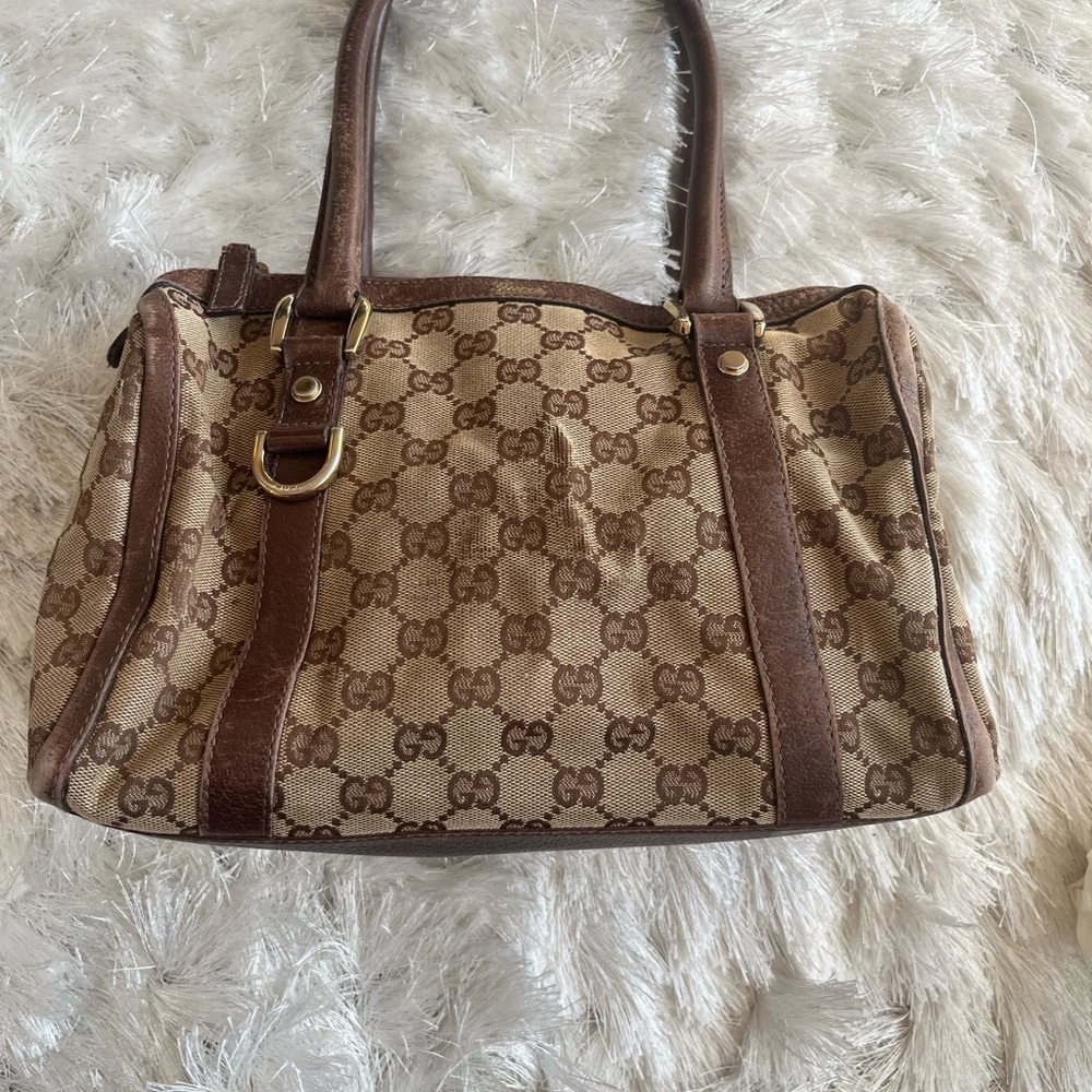Gucci Beige and Brown Monogram Shoulder Bag